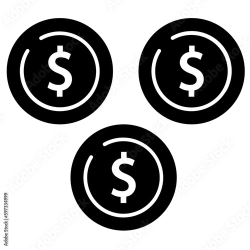 The Dollar Coin icon is a symbol of money, wealth, and financial value, commonly used in financial or investment-related apps and websites