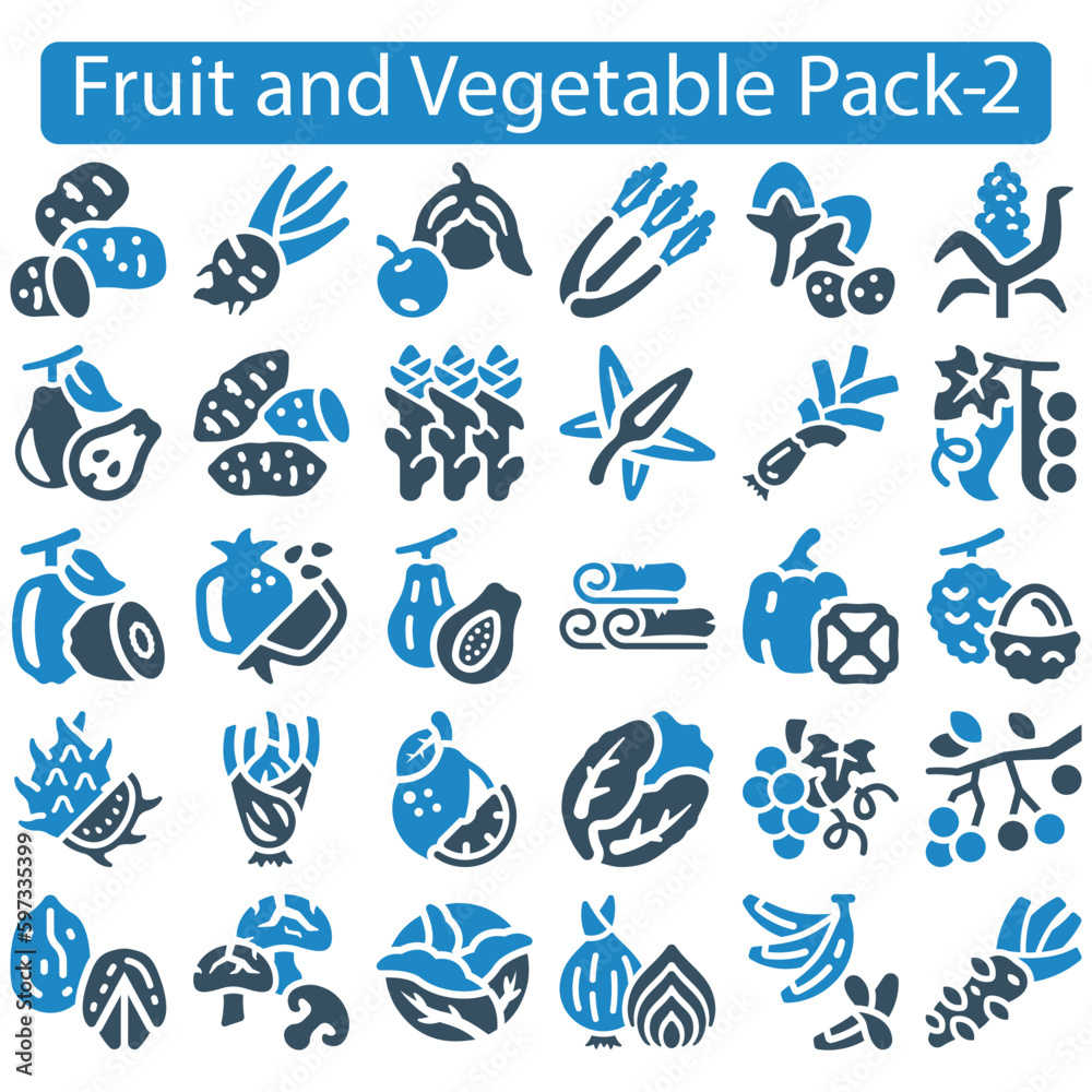 fruit and vegetable icon set