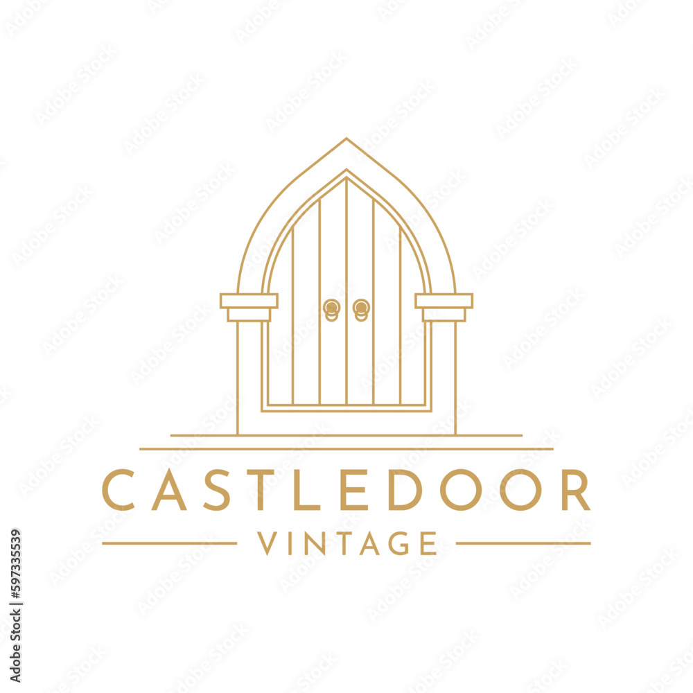 simple minimalist castle door luxury logo design concept