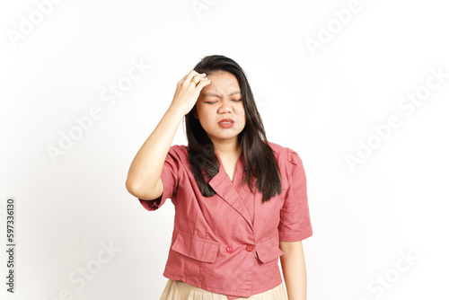 Suffering Headache Gesture Of Beautiful Asian Woman Isolated On White Background