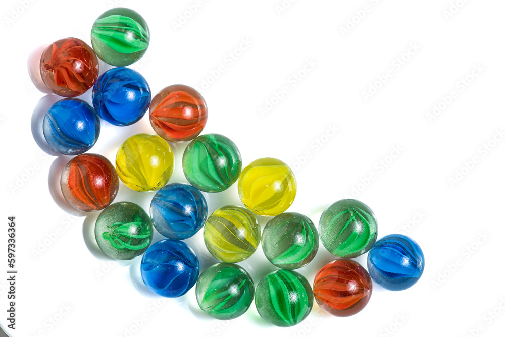 Marbles on white background