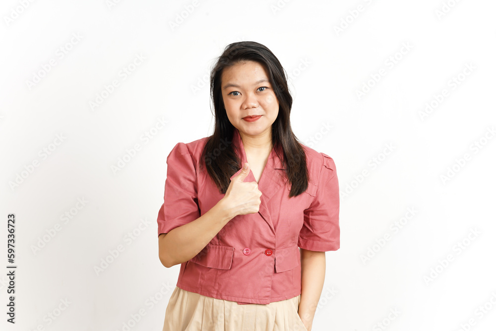Showing Thumbs Up Of Beautiful Asian Woman Isolated On White Background Showing Thumbs Up Of Beautiful Asian Woman Isolated On White Background