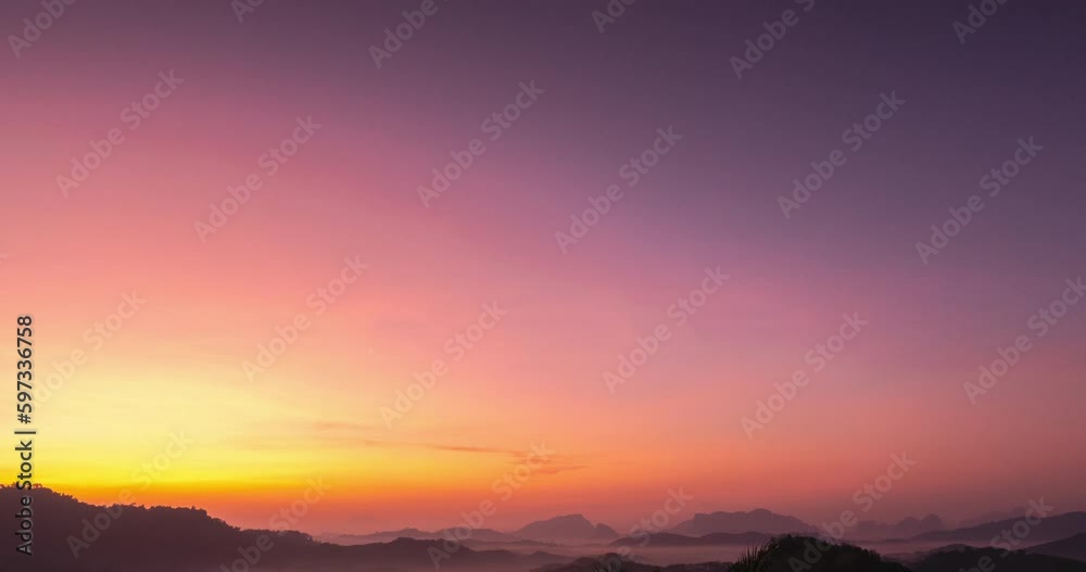 Colorful clouds sky sunrise over mountains landscape