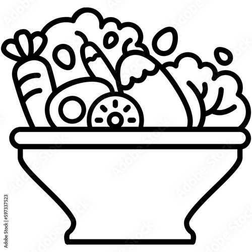 salad icon. healthy vegan ingredients symbol. line icon vector stock