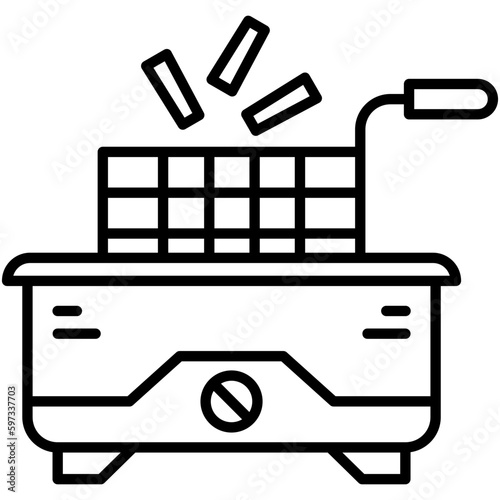 Deep fryer Icon. Potato Basket Symbol. Line Icon Vector Stock
