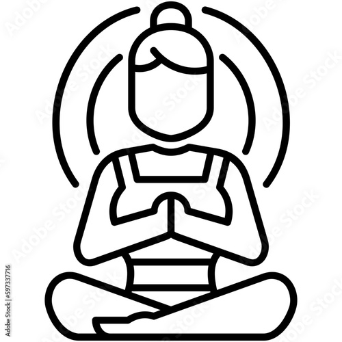 yoga icon. meditating energy symbol. line icon vector stock