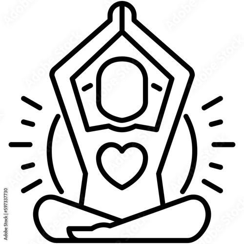 meditating icon. yoga body symbol. line icon vector stock