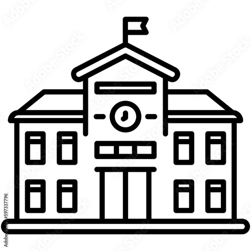 school icon. city building symbol. line icon vector stock