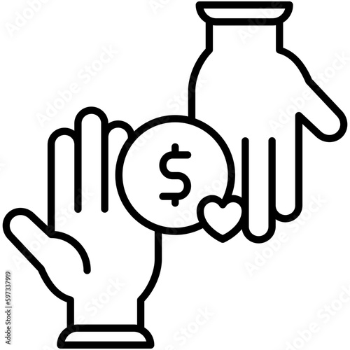 charitable icon. charity help care symbol. line icon vector stock