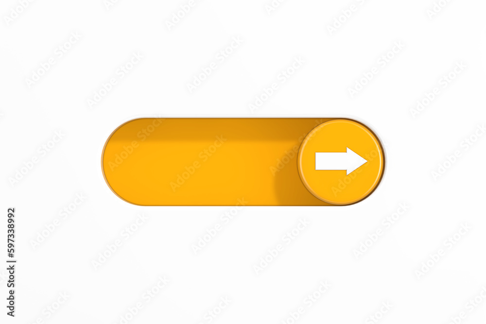 Yellow Toggle Switch Slider with Arrow Right Direction Icon. 3d Rendering Yellow Toggle Switch Slider with Arrow Right Direction Icon. 3d Rendering