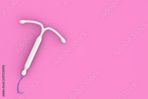Birth Control Concept. T Shape IUD Hormonal Intrauterine Device. 3d Rendering
