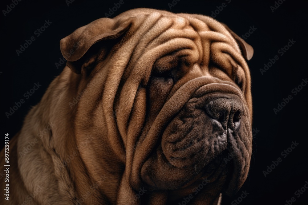portrait of a shar-pei dog