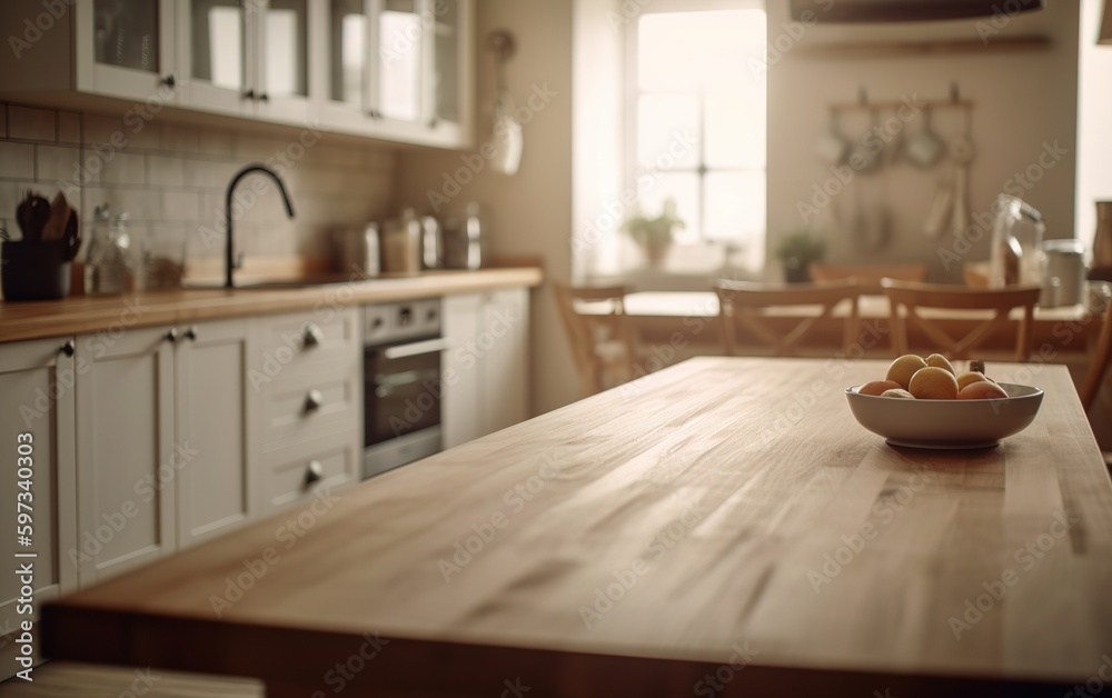 Kitchen background with counter top view, generative ai Kitchen background with counter top view, generative ai