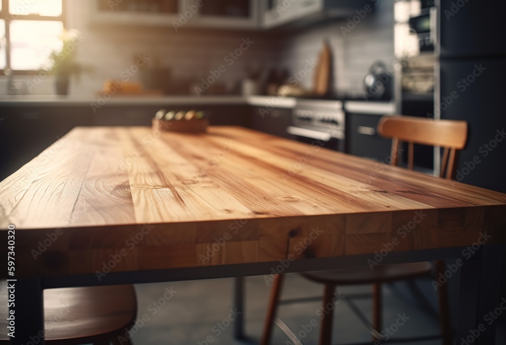Kitchen background with counter top view, generative ai Kitchen background with counter top view, generative ai