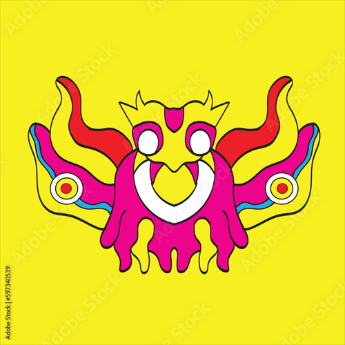 Yellow Bird Tail Ornament Pattern Illustration 