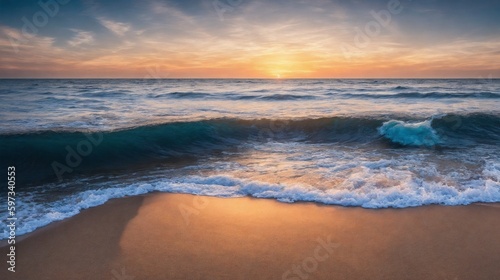 sunset on the beach (Generative AI) © Byte