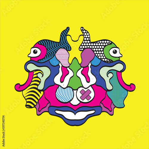 Fish Doodle Ornament Purple Blue Dark Aura