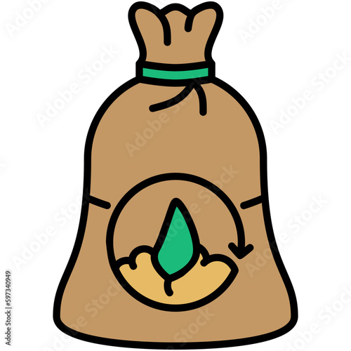 Compostable Icon. Bio Degradable Symbol. Line Filled Icon Vector Stock
