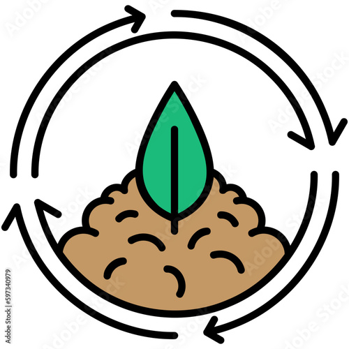 Compostable Icon. Bio Degradable Symbol. Line Filled Icon Vector Stock