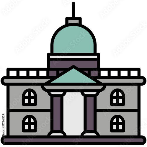Palace Icon. City Building Symbol. Line Filled Icon Vector Stock