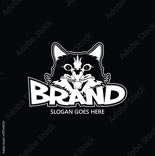 creative inpirational logo design with cat head icon for your brand or company photo