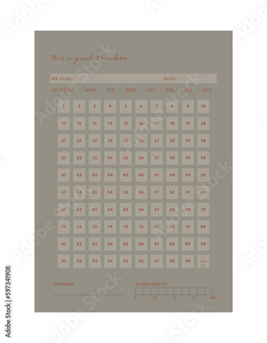 2 set of 30 100 Day challenge and goal Planner. Plan your day make dream happen.	
