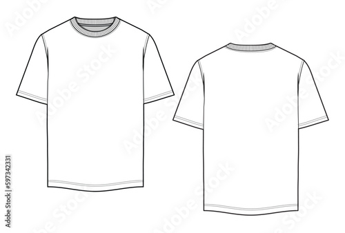 Basic t-shirt flat sketch vector template