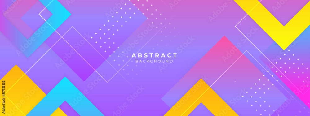 Template with a colorful blue, orange gradient triangular pattern on each corner position with a space. Modern white geometric background for business or corporate presentation. Vector illustration