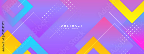 Template with a colorful blue, orange gradient triangular pattern on each corner position with a space. Modern white geometric background for business or corporate presentation. Vector illustration