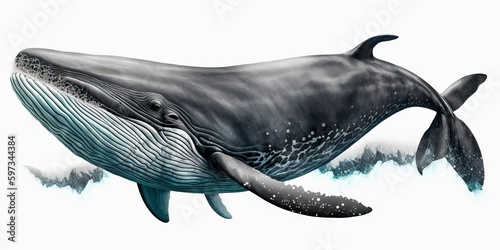 whale isolated on white background, generative ai