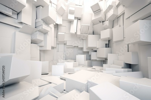 3D smooth rectangles abstract background on white. Generative AI