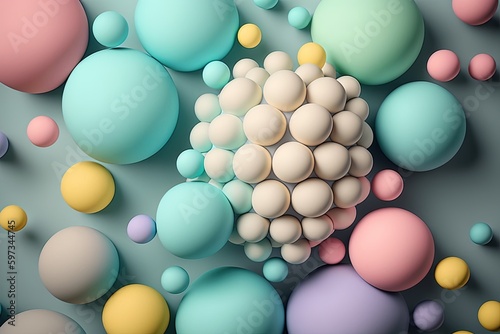 Colorful background with a bunch of different colored balls and shapes  created with Generative Ai Technology