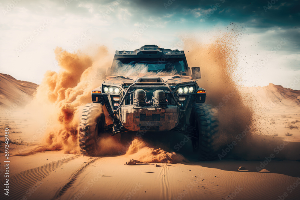 Off-road adventure: jeeping in the desert dunes Off-road adventure: jeeping in the desert dunes