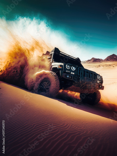 Off-road adventure: jeeping in the desert dunes © DYNAMO VISUALS
