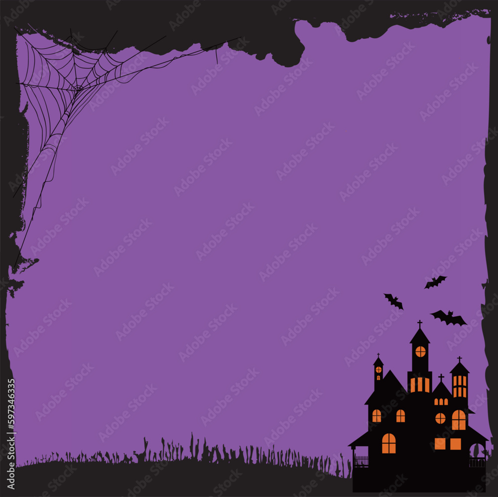 Halloween night background and dark castle. vector illustration.