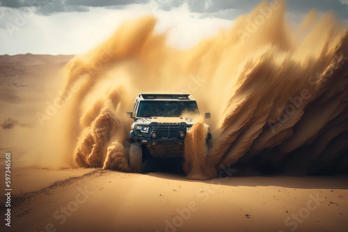 Off-road adventure: jeeping in the desert dunes