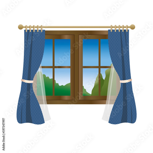 cute window with curtains illustration