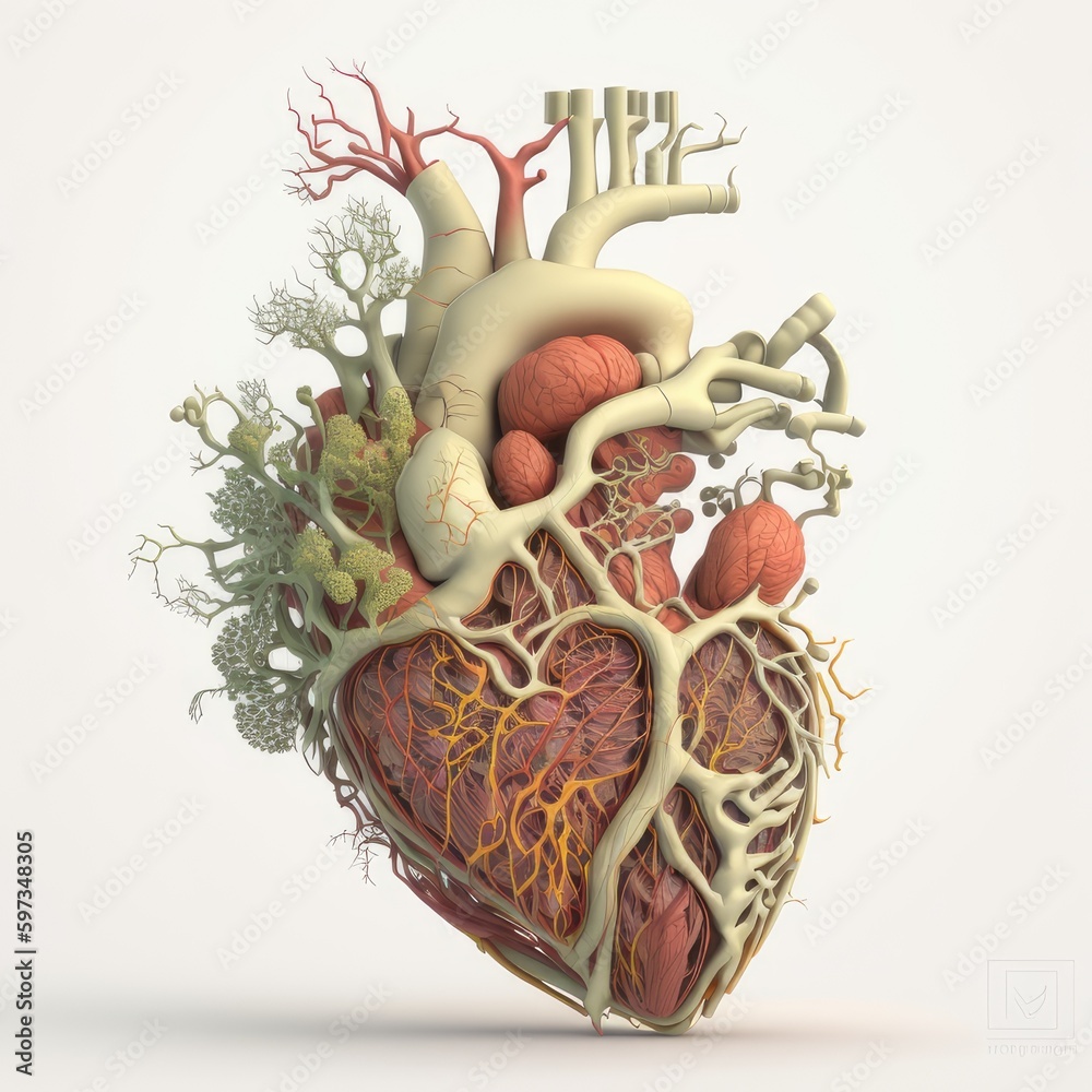anatomy heart on white background , Generative AI
