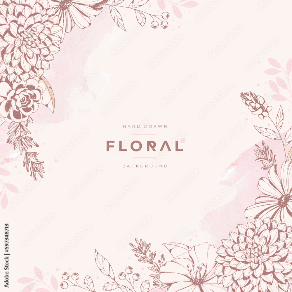Fototapeta premium vintage hand drawn floral background