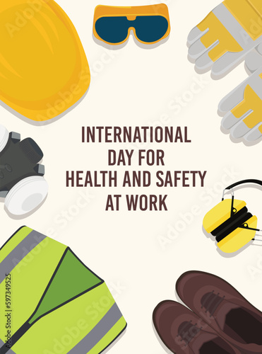 Vector illustration of world safety and health day at work