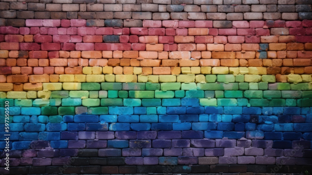rainbow brick wall background , Generative AI rainbow brick wall background , Generative AI