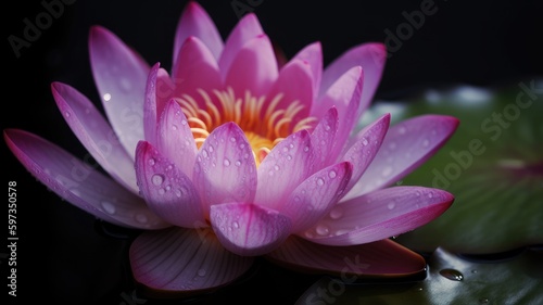 pink lotus with water droplets on petals   Generative AI