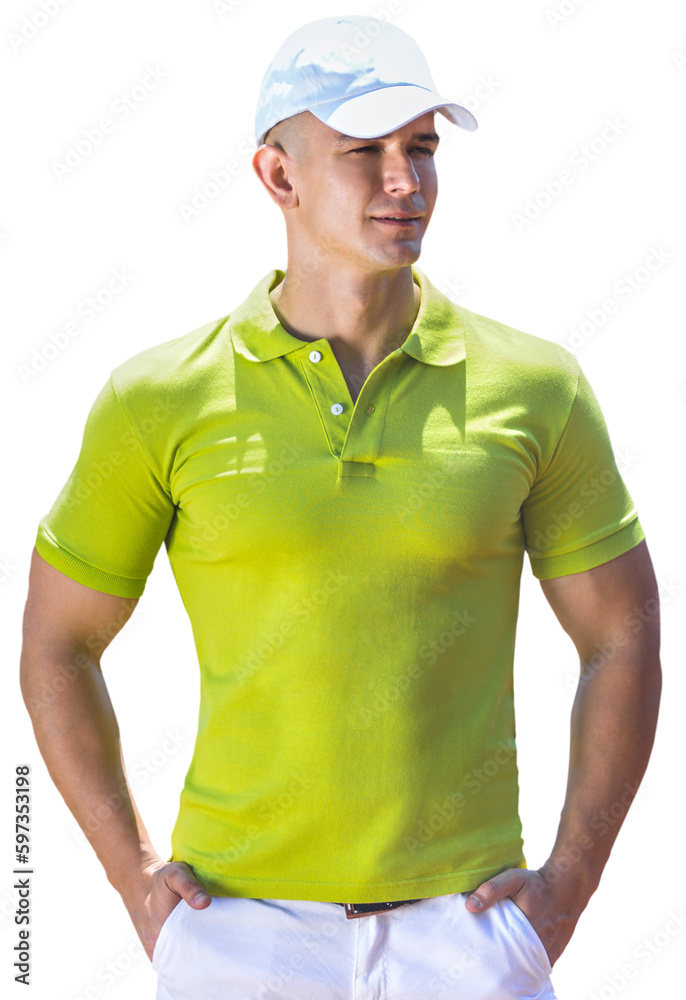 Young male tennis player posing