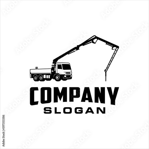 Concrete pump truck logo with masculine style design