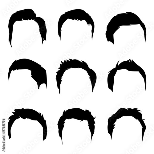 set silhouette of man hairstyle. vector illustration.