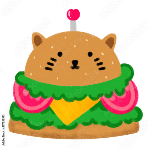 hamburger fast food set cute