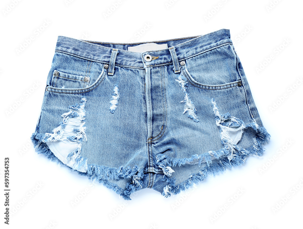 Ribbed denim shorts on white background Ribbed denim shorts on white background