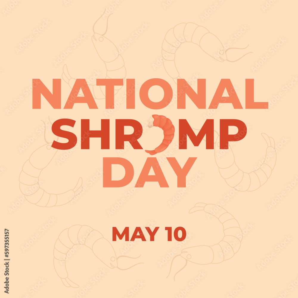 national shrimp day design template. shrimp illustration for national shrimp day celebration. flat shrimp vector illustration.