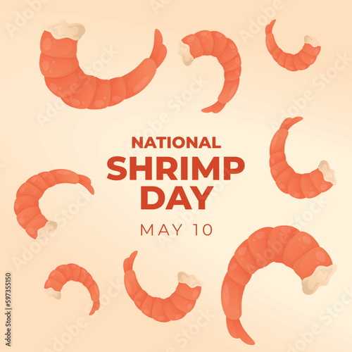 national shrimp day design template. shrimp illustration for national shrimp day celebration. flat shrimp vector illustration.