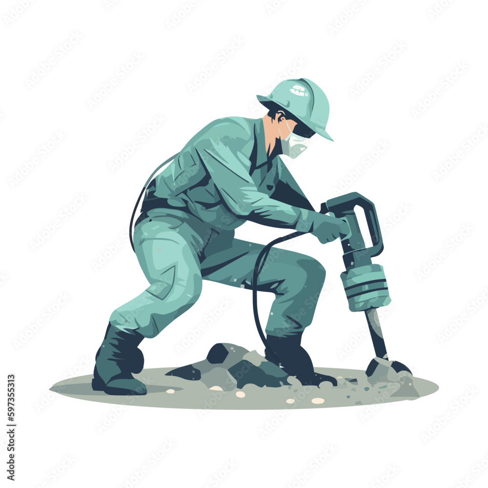 worker with jackhammer worker with jackhammer